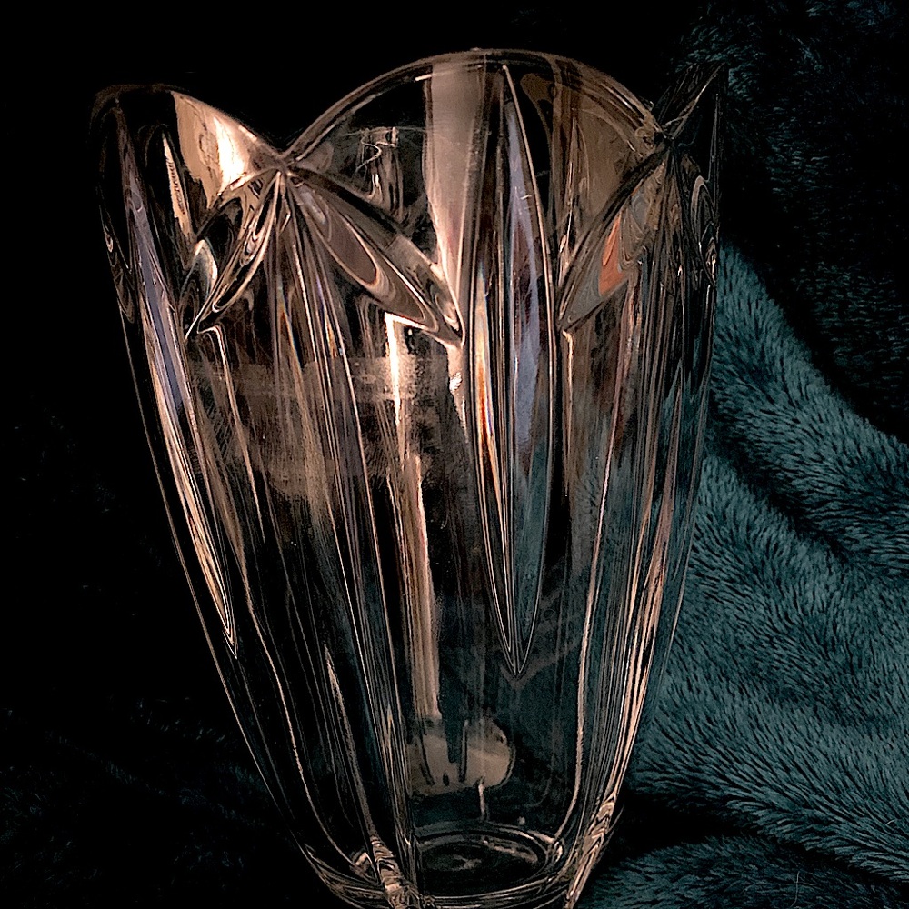 Crystal Vase-Thick Glass-Heavy and 8 in. ht.